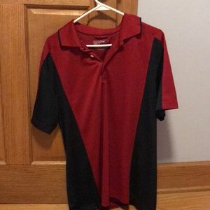Maroon and black golf shirt